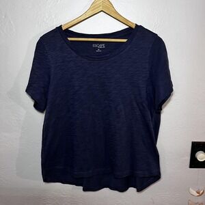 Escape by Habitat Clothes Shirt Womens Medium Blue Slub Knit Short Sleev Basic